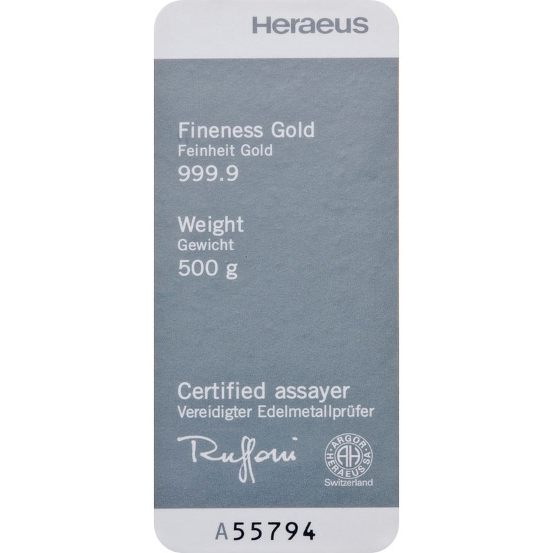 Goldbarren 500g - Heraeus